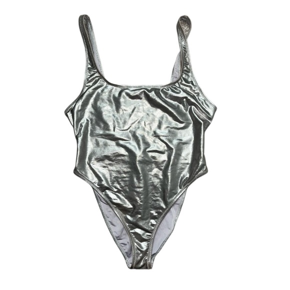 RARE SKIMS METALLIC SWIM HIGH CUT ONE PIECE | NICKEL x 1 - Picture 5 of 14